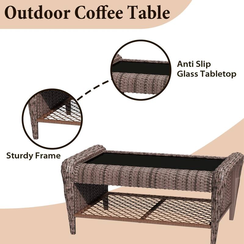 EROMMY Outdoor Wicker Patio Set with Swivel Chairs, Sofa, Ottomans and Tables, All-Weather Conversation Furniture for backyard.