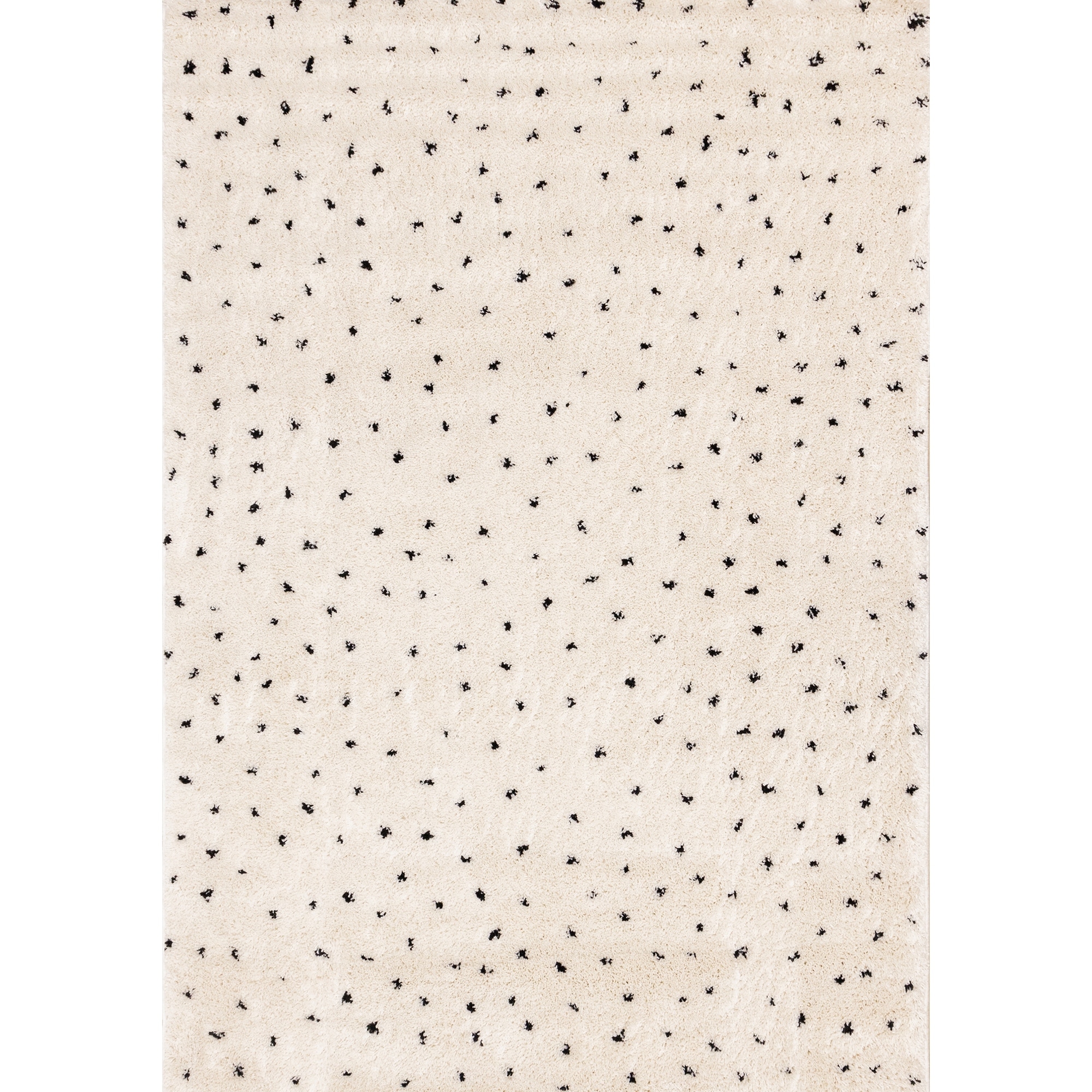 Cream Black Speckled Soft Shag Area Rug, 5'3" x 7'7"