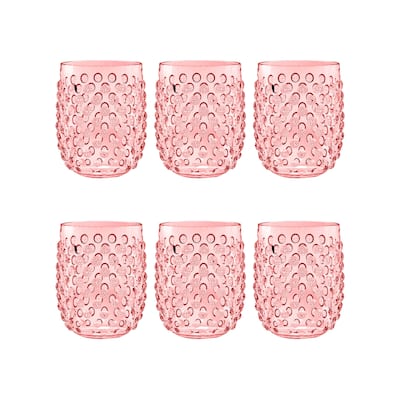 Abode Homewares Hobnail Stemless, 15 oz. Set of 6