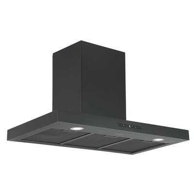 Ancona 36 in. 440 CFM Convertible Wall Mount Range Hood in Matte Black