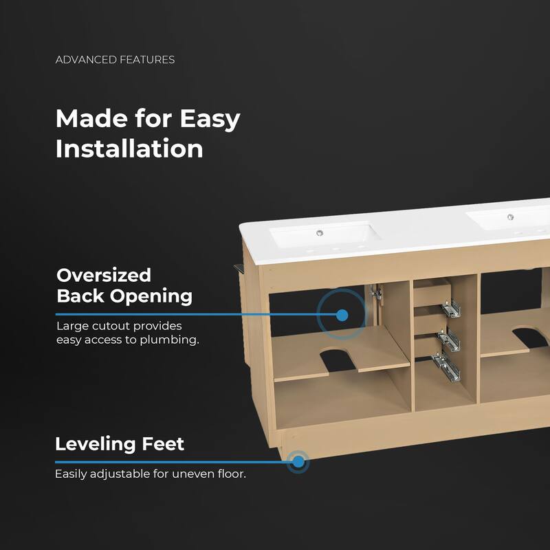 OVE Xander Bathroom Vanity with White Engineered Stone Top