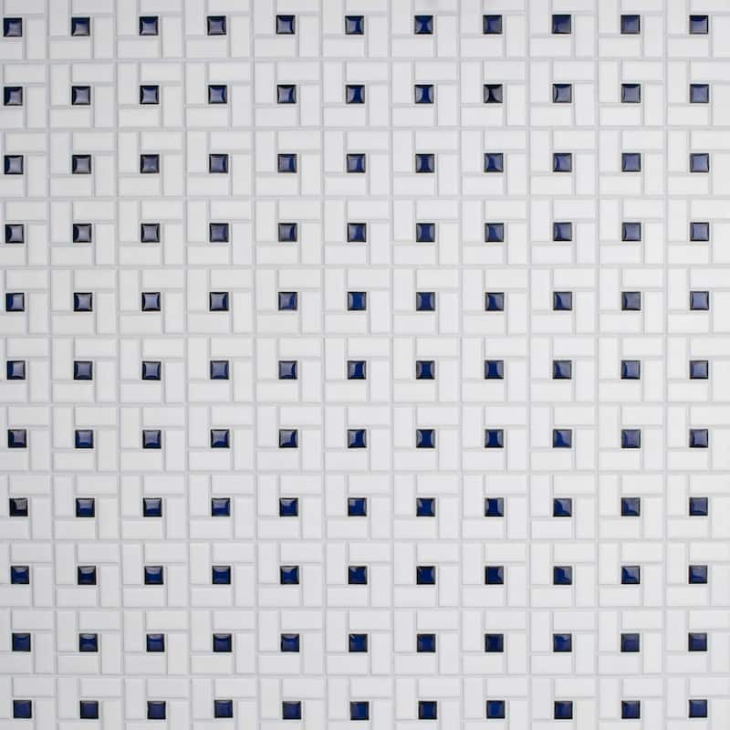 Merola Tile Spiral Blue and White 12-5/8" x 12-5/8" Porcelain Floor and Wall Tile