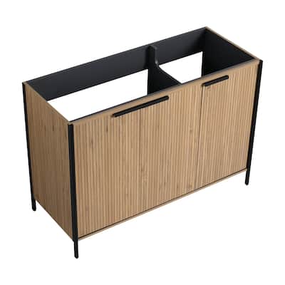 Modern 48 Inch Freestanding Bathroom Vanity Base with Soft-Close Doors and Storage Shelves - No Sink Included