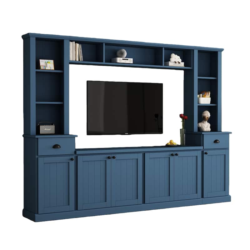 Modern 4-Piece Entertainment Wall Unit Set, Large TV Stand Media Console for TVs Up to 75"