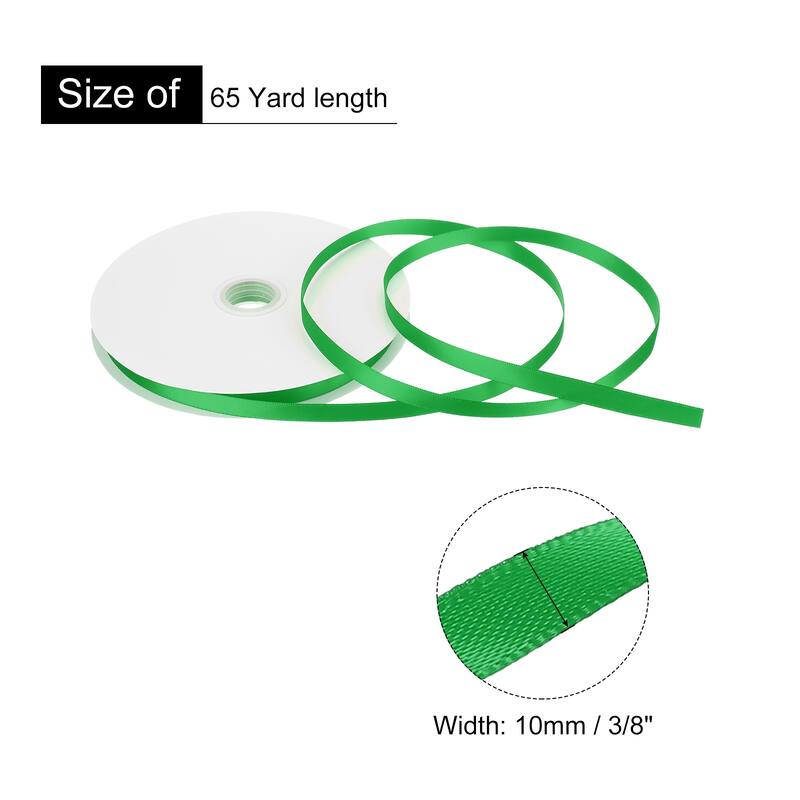 Satin Ribbon Grosgrain Valentine Solid Double Face Wedding Ribbon - Green - 3/8" x 65 Yard