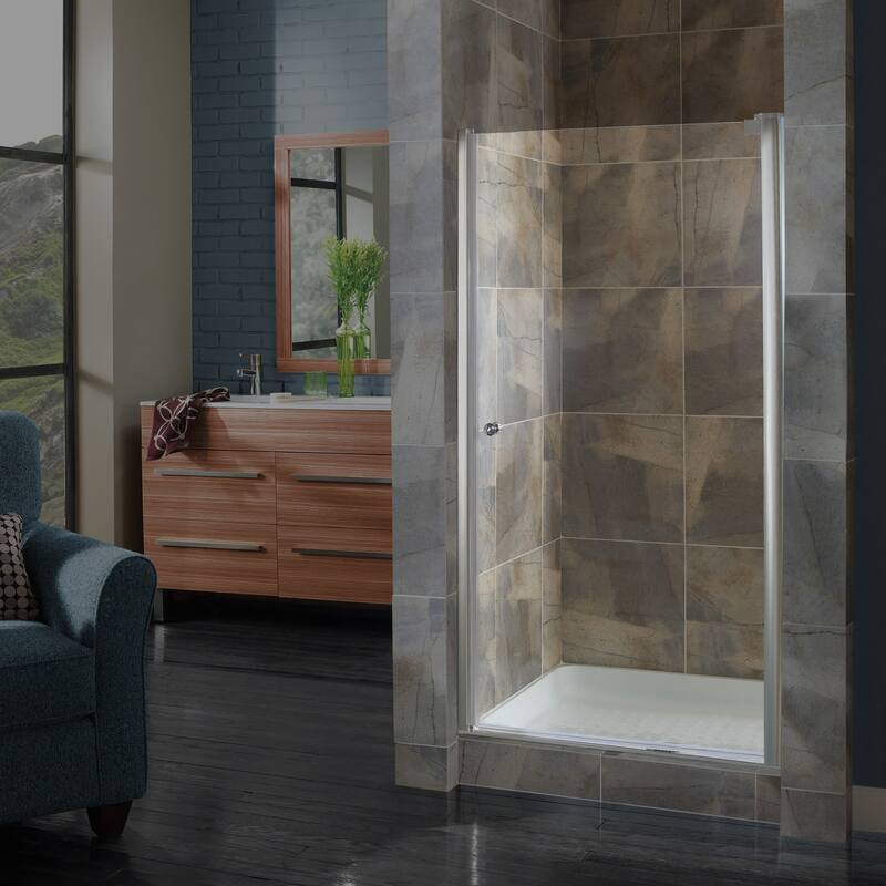 Miseno Pivot 72" High x 22-1/2 - 24-1/2" Wide Hinged Frameless Shower - Brushed Nickel