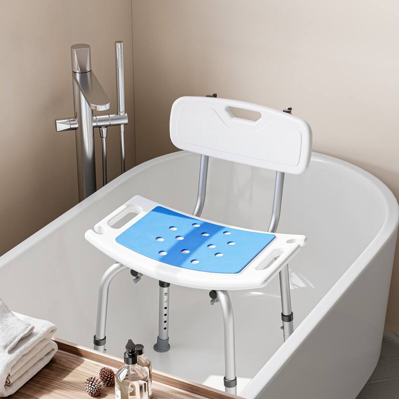 Shower Chair for Shower and Bathtub with Removable Back, 6 Levels Height Adjustable, 400 LBS Weight Capacity