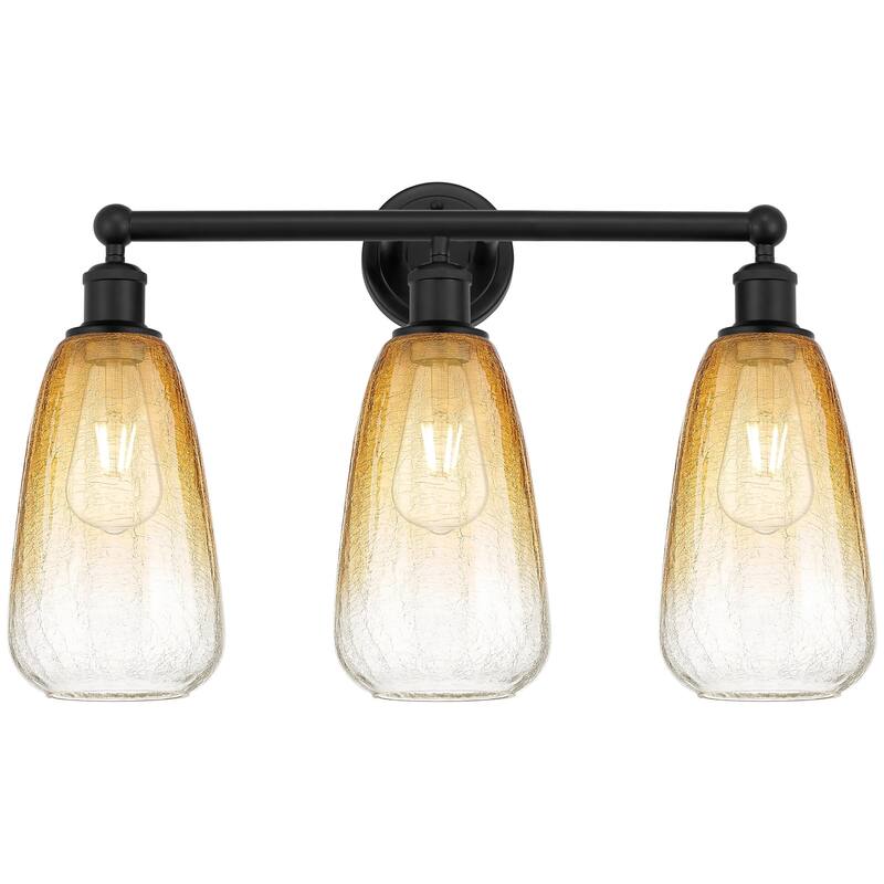 Innovations Lighting 616-3W-16-24 Brookhaven Almond Vanity Brookhaven - Matte Black / Amber