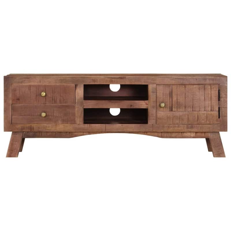 vidaXL TV Stand 43.3"x11.8"x15.7" Rough Mango Wood - 43.3" x 11.8" x 15.7"