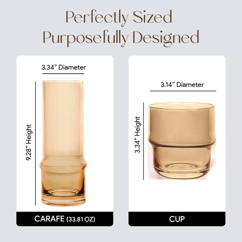 Elle Decor Bedside Water Carafe with Tumbler Doubles as Lid - 3.34" x 9.28"