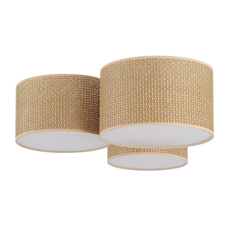 GetLedel Hand Woven Drum Flush Mount Ceiling Light