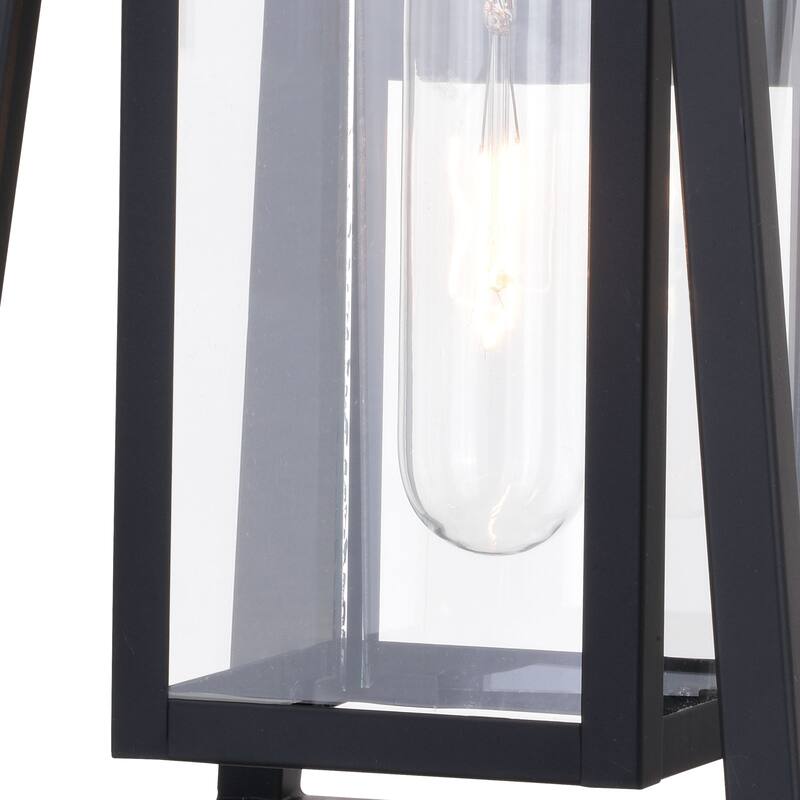 Blackwell Cage Frame 1 Light Dusk to Dawn Black Outdoor Wall Lantern Clear Glass
