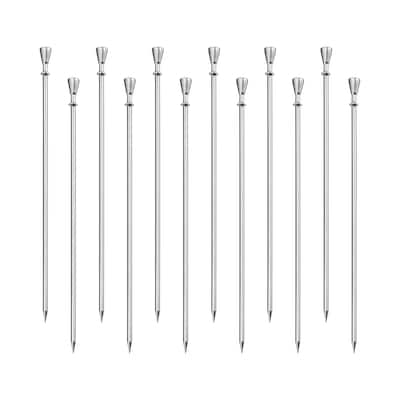 Metal Cocktail Toothpicks Drink Picks Cocktail Skewers 12Pcs - Silver