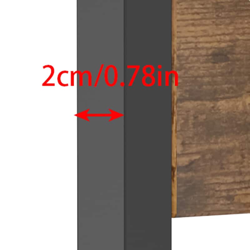 Industrial Metal Wood Frame Wall Mirror