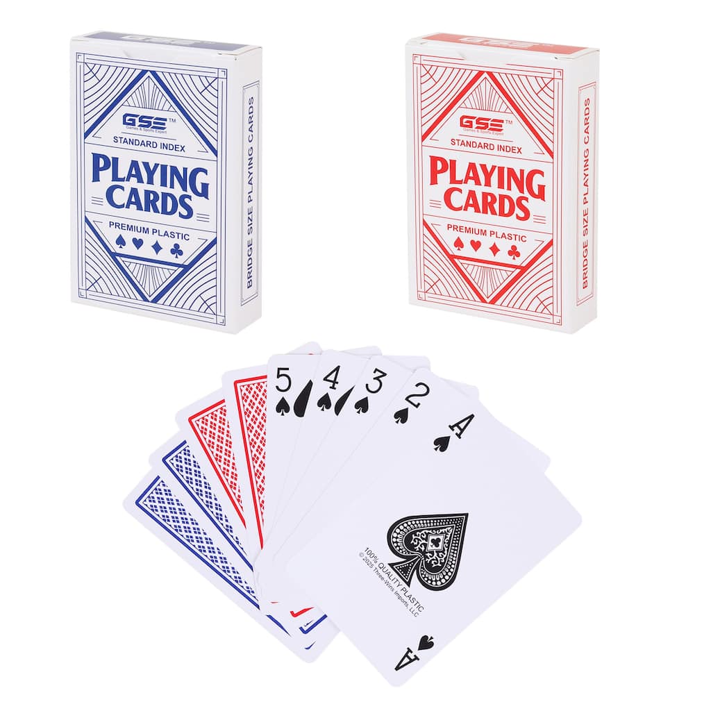 GSE 100% Waterproof Plastic Playing Cards, Bridge Size - Standard Regular Index