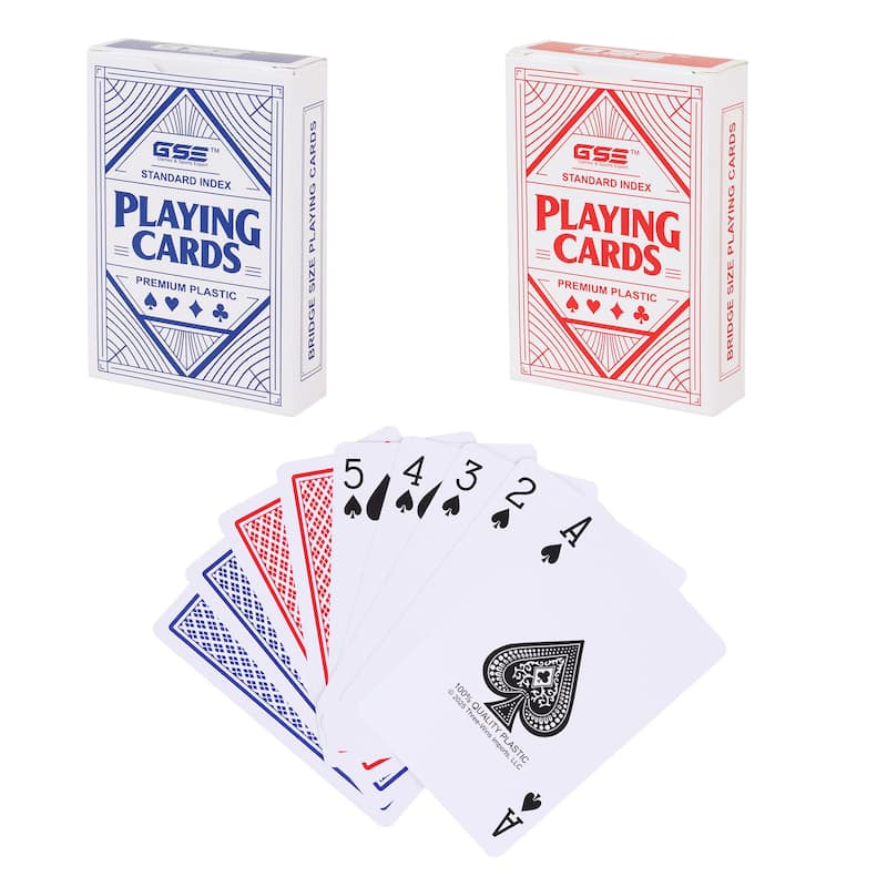 GSE Plastic Waterproof Playing Cards, Bridge Size Standard/Regular Index - 2-Deck