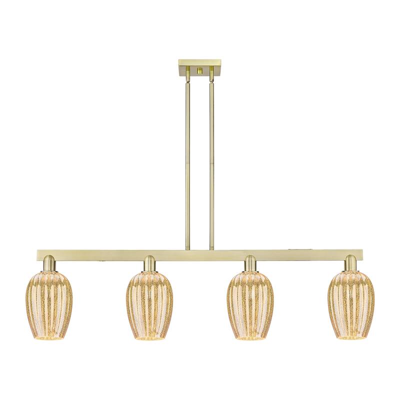 Innovations Lighting 716-4I-13-48 Preston Linear Flute Preston 4 Light - Antique Brass / Mercury