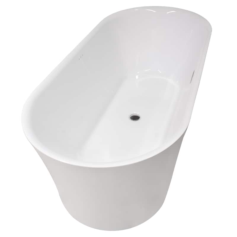 Jericho Series 67" Air Jetted Acrylic Freestanding Bathtub in Glossy White with Center Drain