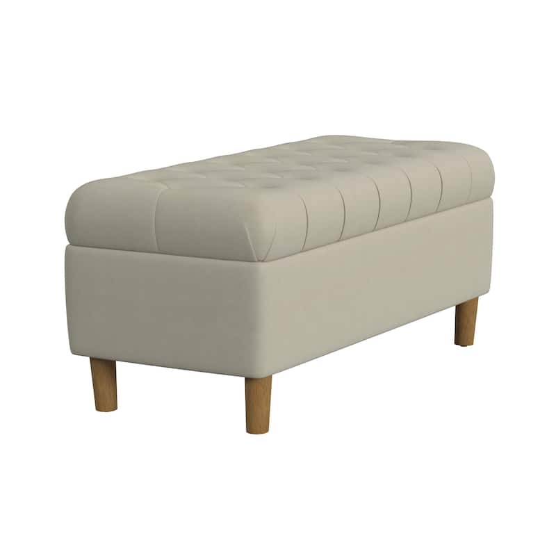 HomePop Button Tufted Top Storage Bench with Wood Legs