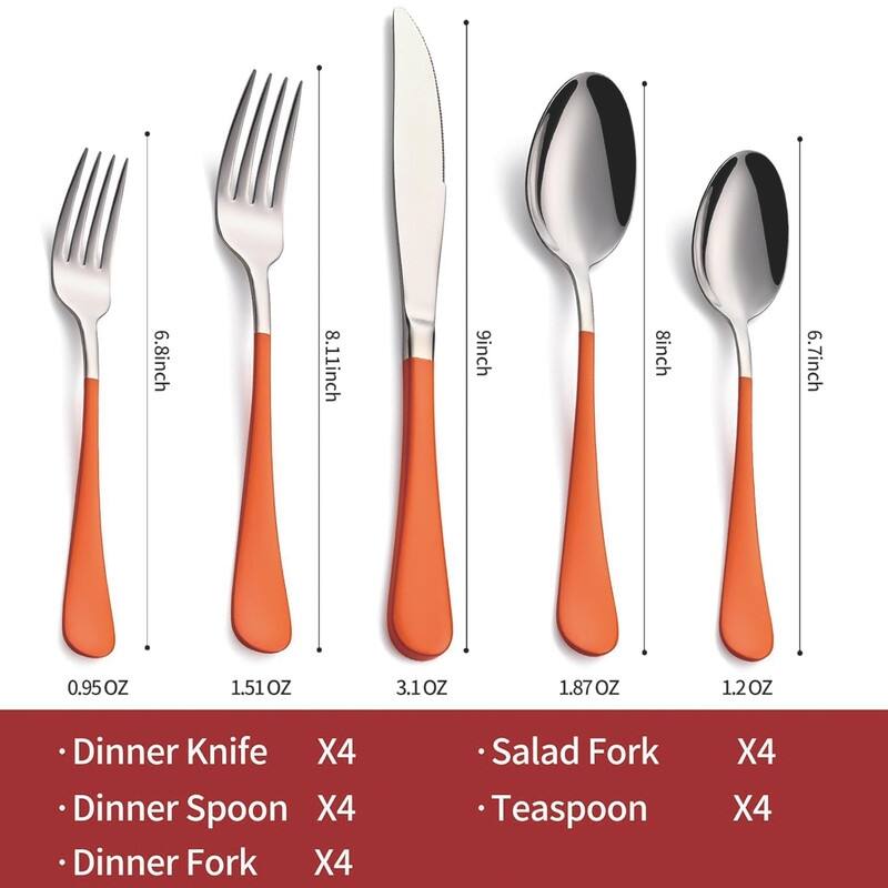 20 Piece 18/0 Stainless Steel Flatware Cutlery Set Service for 4,Mirror Finish