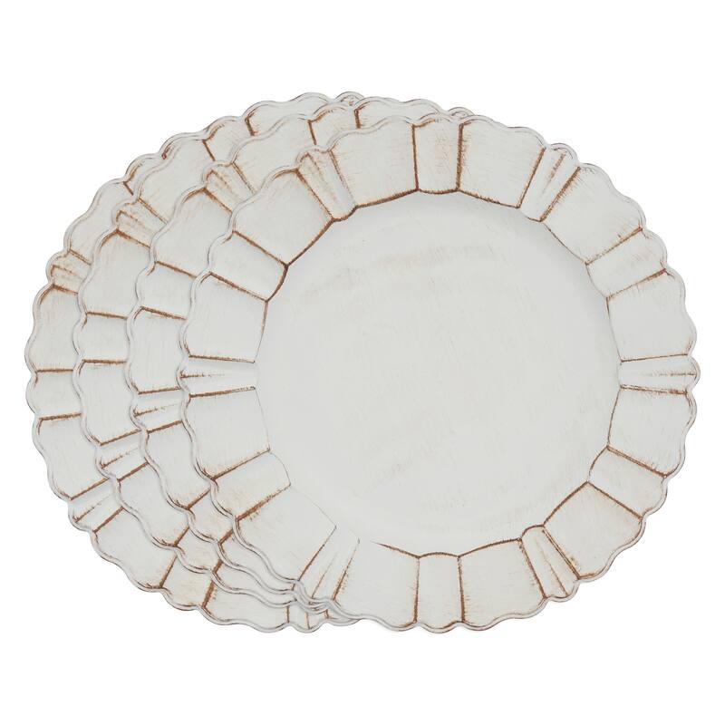 Scalloped Ruffled Design Charger Plates (Set of 4)