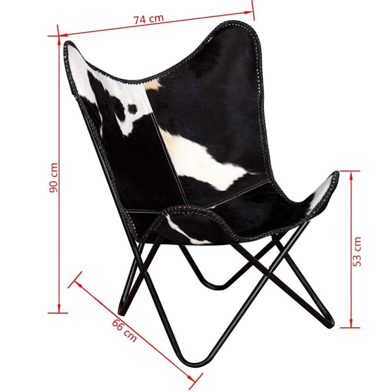 vidaXL Butterfly Chair, 17.91 x 25.79 x 4.13 Inches, Black & White