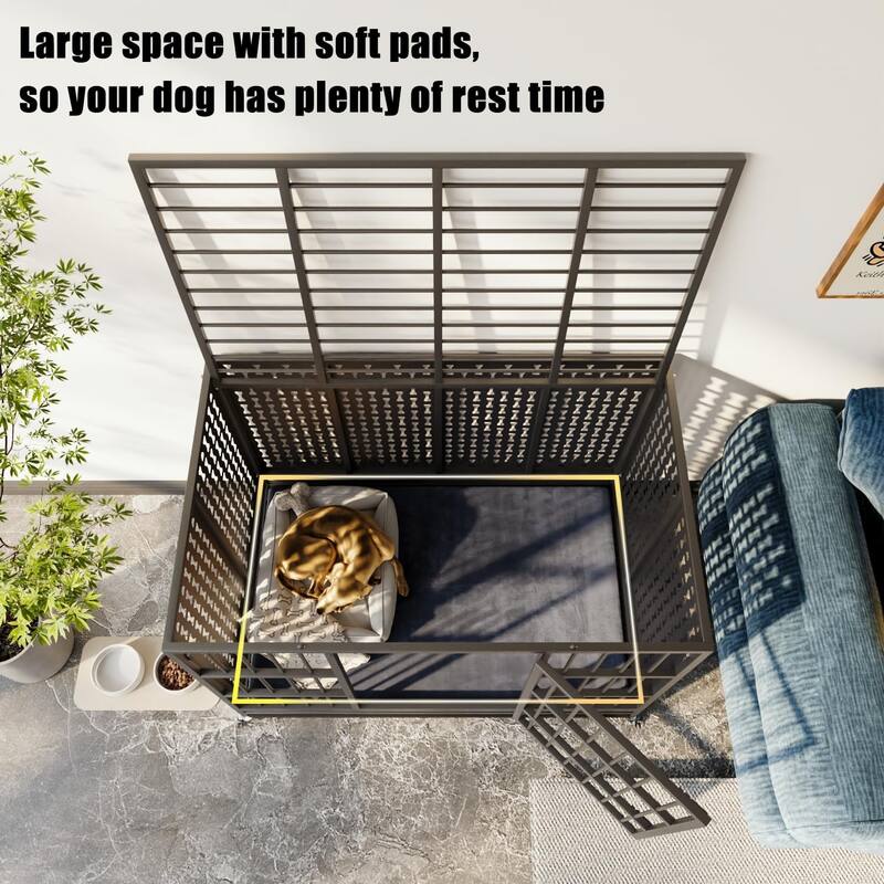 BOSSIN 48/42/38 inch Heavy Duty Dog Crate, Dog Cage for Large Dogs, Escape Proof Dog Kennel with Wheels and Removable Tray