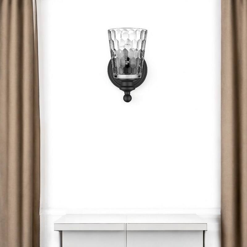 Transitional Hardwired Wall Light with Clear Glass Shade and LED Compatible Damp Rated Fixture - 8.5" H x 5" W x 6.75" D