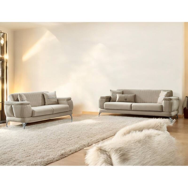 Sade 2 Pieces Living Room Sets 1 Sofa 1 Love seat - Beige
