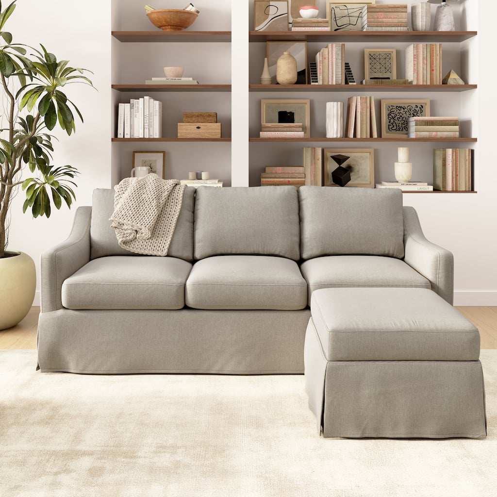 Bush Home Harper 80W Sofa and Storage Ottoman with Slipcovers - 80.87" W x 30.2" D x 36.22" H