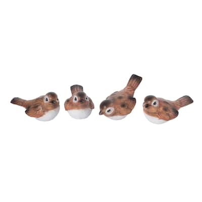 Transpac Small Resin Sweet Brown Bird Set of 4 Spring Home Decorations