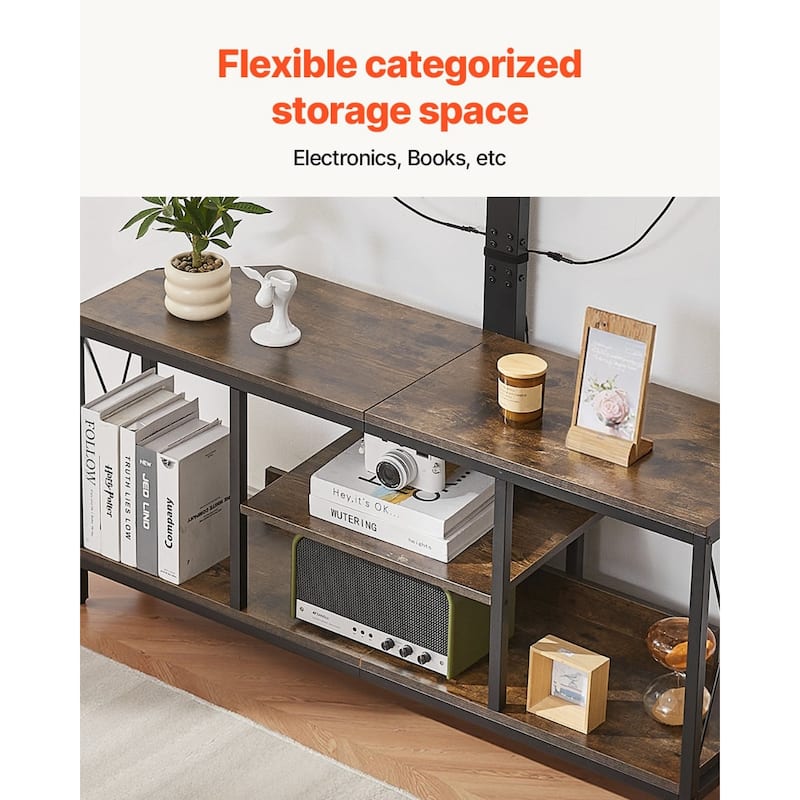 45 Inch TV Stand with Power Outlet, LED Lights, Adjustable Mount and Storage for TV - 45.3 x 13.8 x 20.5 in