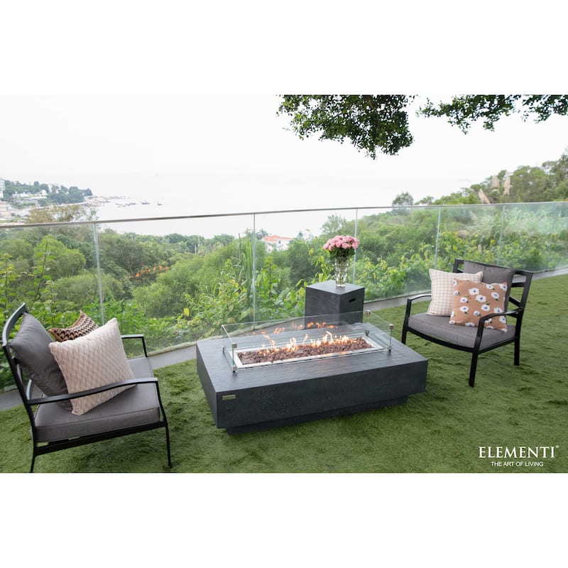 Elementi Hampton 45,000 BTU Dark Grey Concrete Natural Gas Fire Table with Lava Rocks & Cover