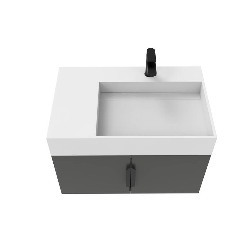 Amazon 30" Wall Mounted Bathroom Right Basin Vanity Set w/ White Top