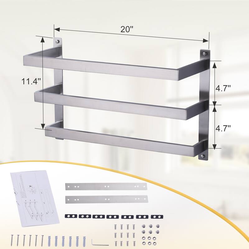 WOWOW Modern Wall-Mounted Stainless Steel Tiered Three-Tier Towel Rack