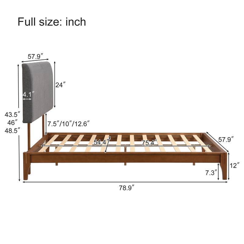 Bamboo Bed Frame Modern Platform Bed Wood Slat Support Low Profile Bed Open Frame with Under Bed Storage and Center Support Legs