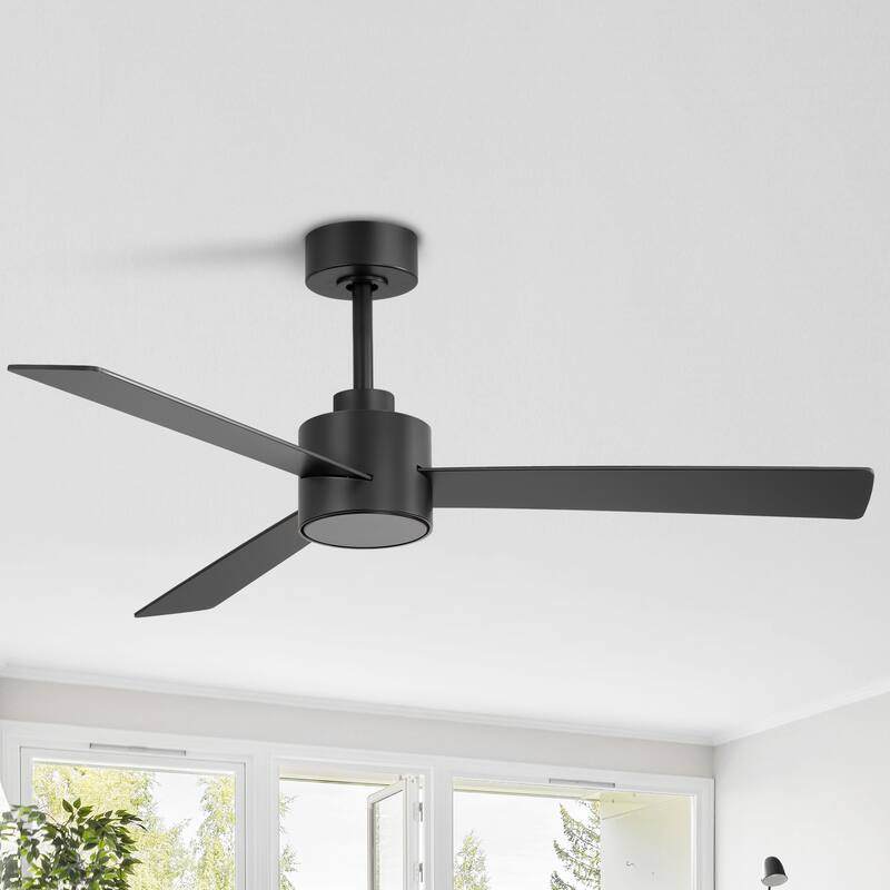 52-inches 3-Blade Ceiling Fan With Remote Downrod - 52in without Light - Black