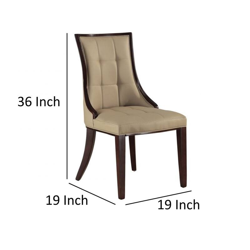 Brown/Tan Faux Leather Upholstered Wood Frame Dining Chair, Set of 2, Sturdy Dining Chair for Dining Rooms - 17.5