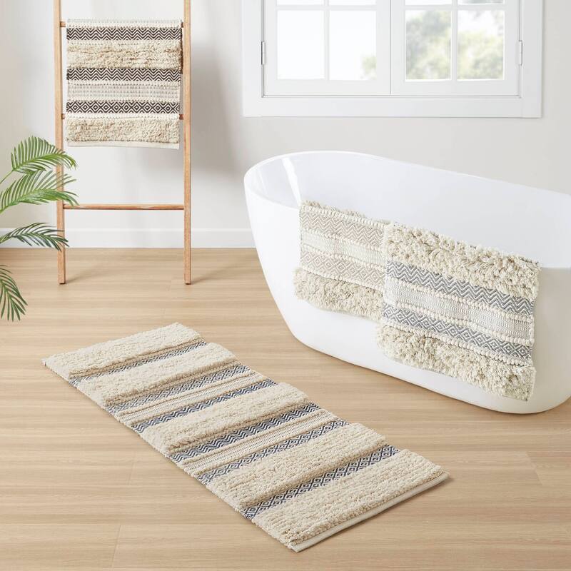 INK+IVY Asher Woven Texture Stripe Bath Rug