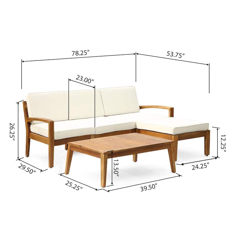 L Shape 3pcs Sectional Patio Sofa Set