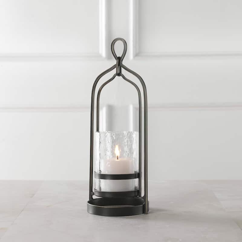 Uttermost 18041 Shepherd Glass and Iron Table Pillar Candle Holder