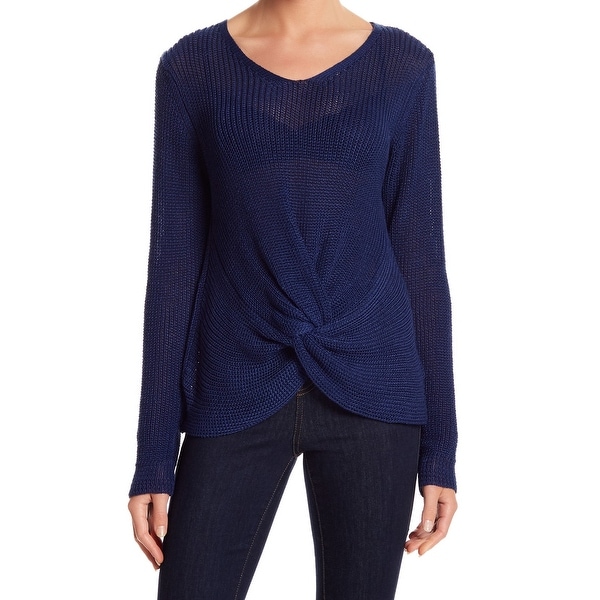 Woven Heart Womens Woven Knot-Front Pullover Sweater