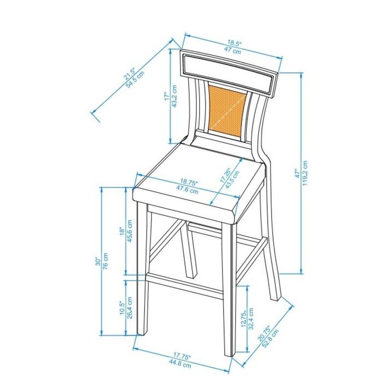 Wooden High Back Bar Stools - 47" - White and Beige