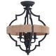 preview thumbnail 1 of 3, Beaumont 14-in W Gray and Natural Rope Farmhouse Cage Ceiling Light - 14-in. W x 17.25-in. H x 14-in. D