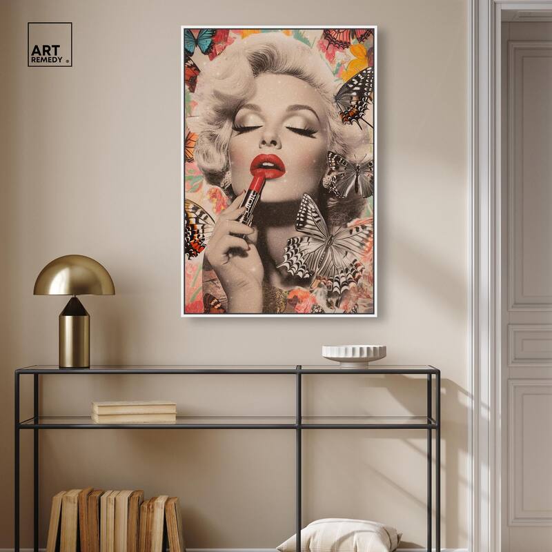 Iconic Lady Butterfly Collage Canvas by Art Remedy