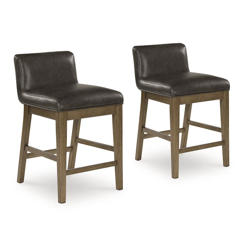 Signature Design by Ashley Cabalynn Black/Dark Brown Upholstered Bar Stool (Set of 2) - 19.5" W x 22" D x 31.88" H