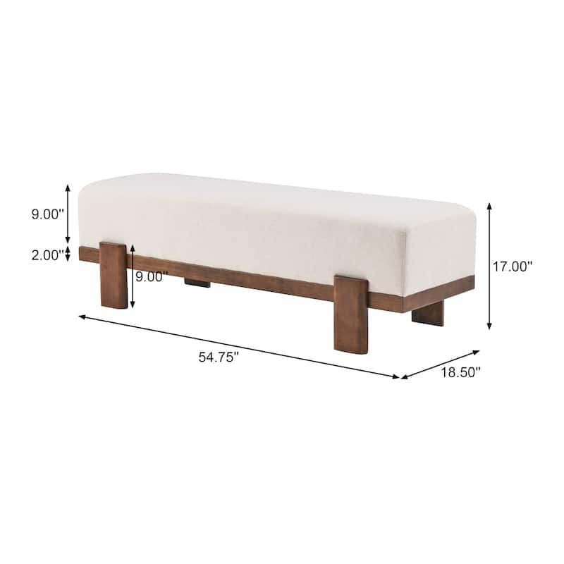 Christopher Knight Home - Kirov 54.75" Modern Upholstered Entryway Bench with 9" Thick Cushioned Seat & Solid Wood Legs