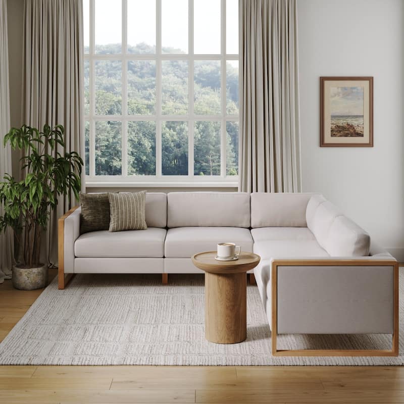 Madison Modern Upholstered Modular Sofa or Couch for Living Room with Solid Wood Legs