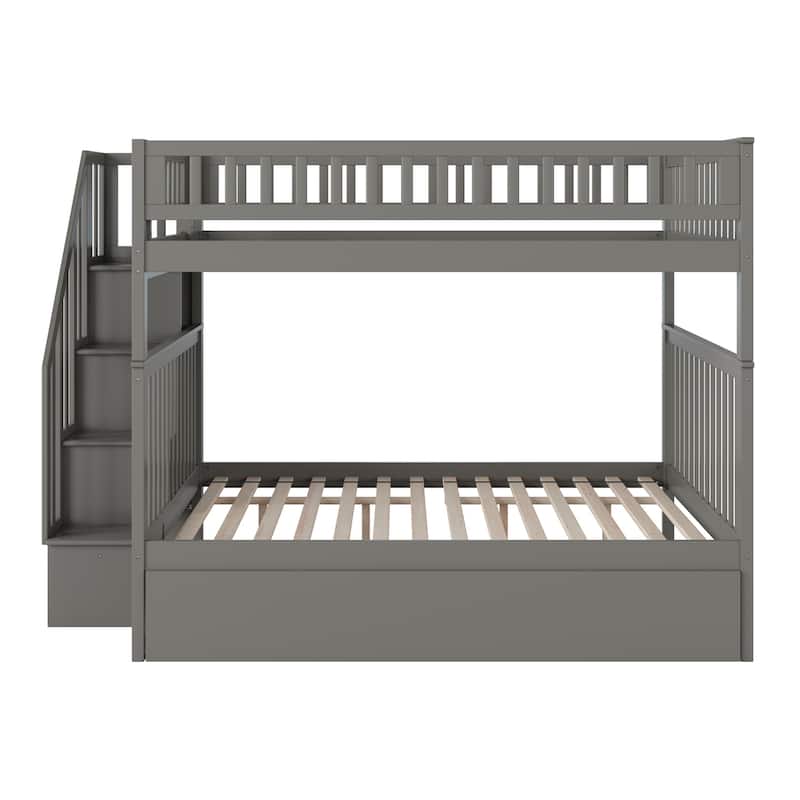Woodland Staircase Bunk Bed Full over Full with Full Trundle Bed