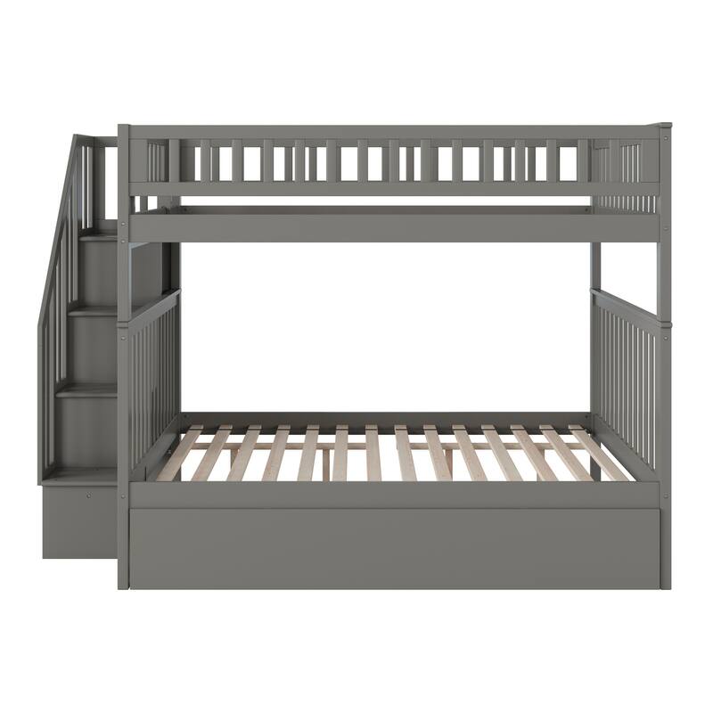 Woodland Staircase Bunk Bed with Twin Trundle in Grey